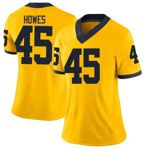 Noah Howes Michigan Wolverines Women's NCAA #45 Maize Limited Brand Jordan College Stitched Football Jersey QXJ7754CM